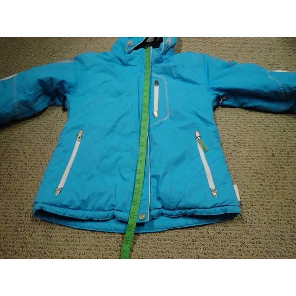 Obermeyer Ski Jacket Juniors 14 Turquoise Blue Good Insulated Hooded Winter Coat